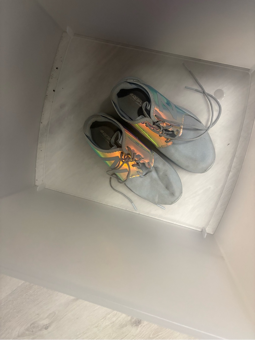 New Balance Light Gray Sneakers with Iridescent Accents